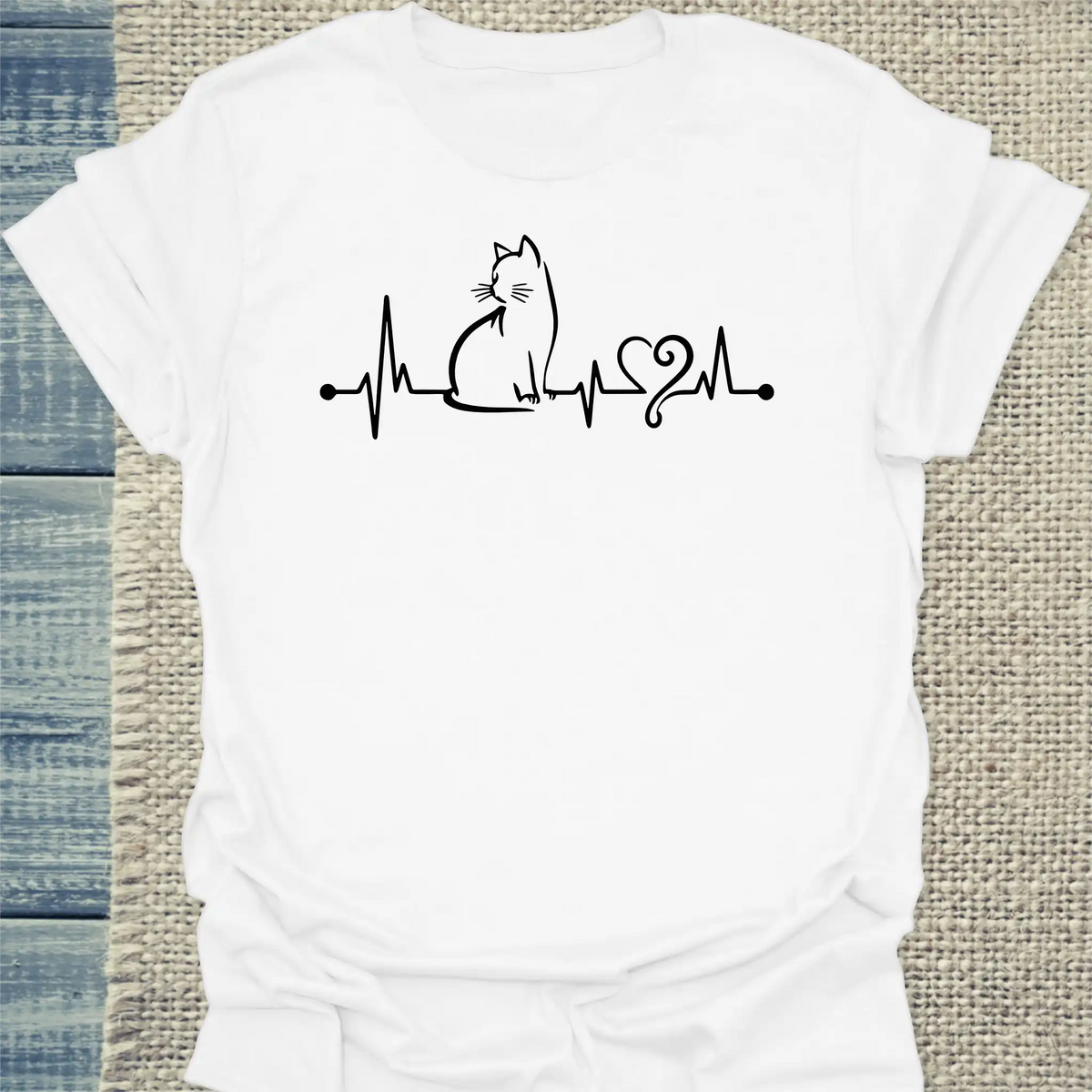 T-Shirt - Herzschlag - Unisex - Katze Weiß