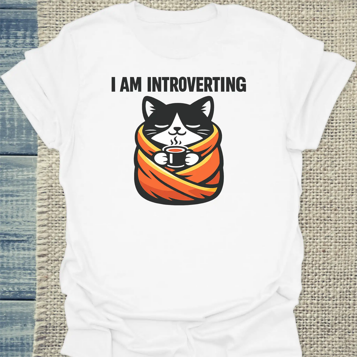 T-Shirt - i am introverting - Unisex - Katze Weiß