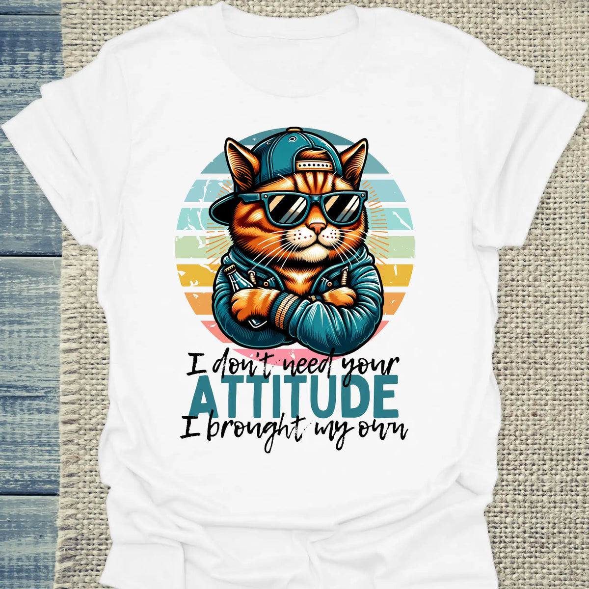 T-Shirt - I Don't Need Your ATTITUDE - Unisex - Katze, Cat Guy Weiß