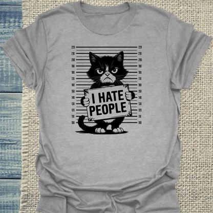 T-Shirt - I Hate People - Unisex - Katze Grau