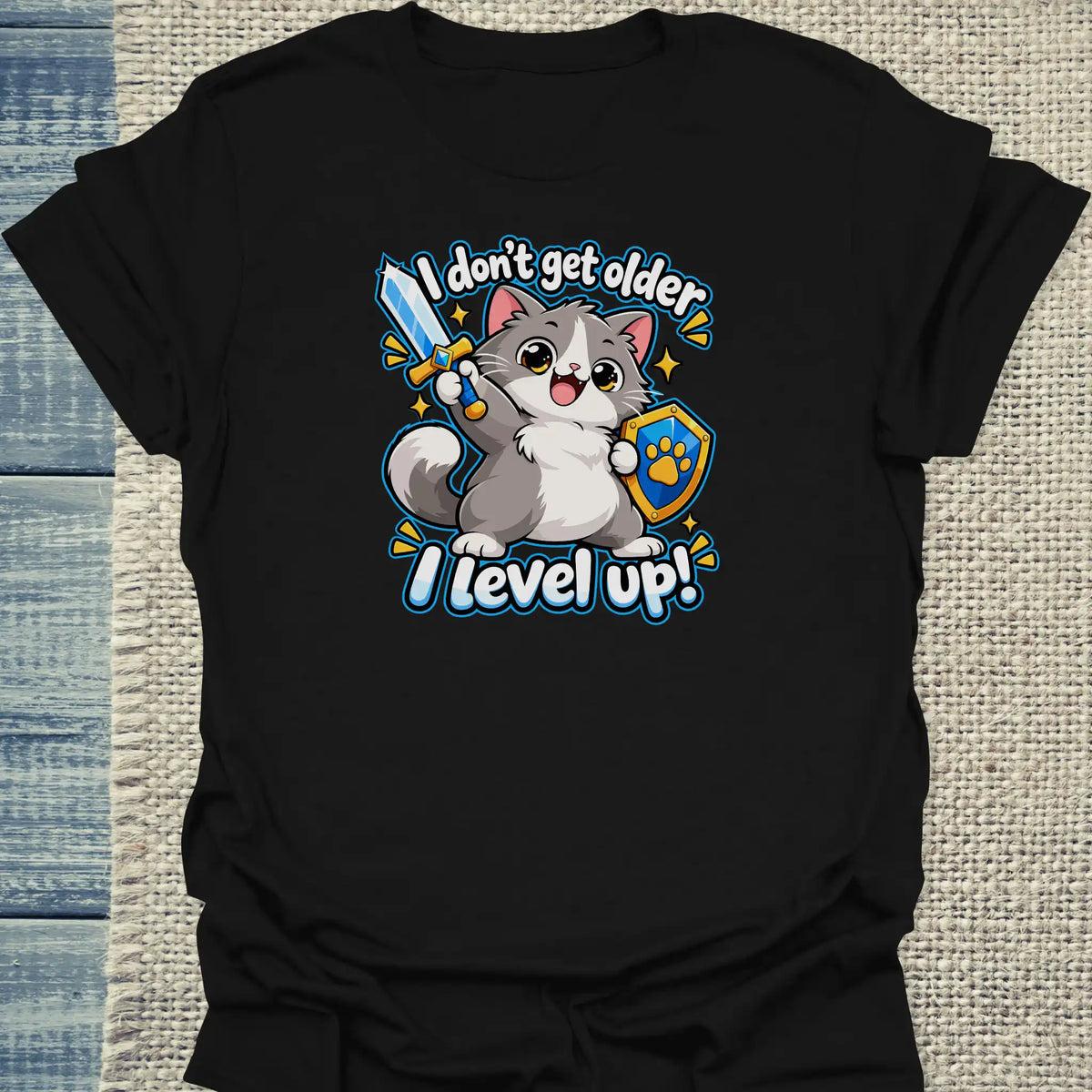 T-Shirt - I level up - Unisex - Katze Schwarz