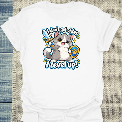 T-Shirt - I level up - Unisex - Katze Weiß