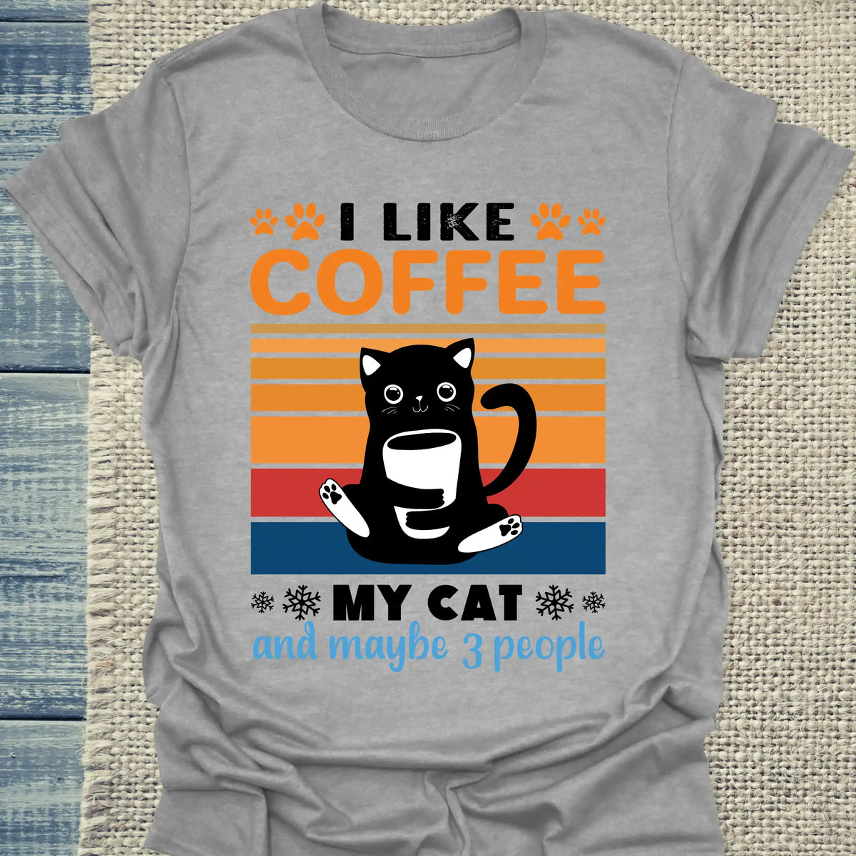 T-Shirt - I like Coffee my Cat and maybe 3 People - Unisex - Katze & Kaffee Grau