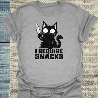 T-Shirt - I REQUIRE SNACKS - Unisex - Katze Grau
