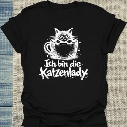 T-Shirt - Ich bin die Katzenlady - Unisex - Katze Schwarz