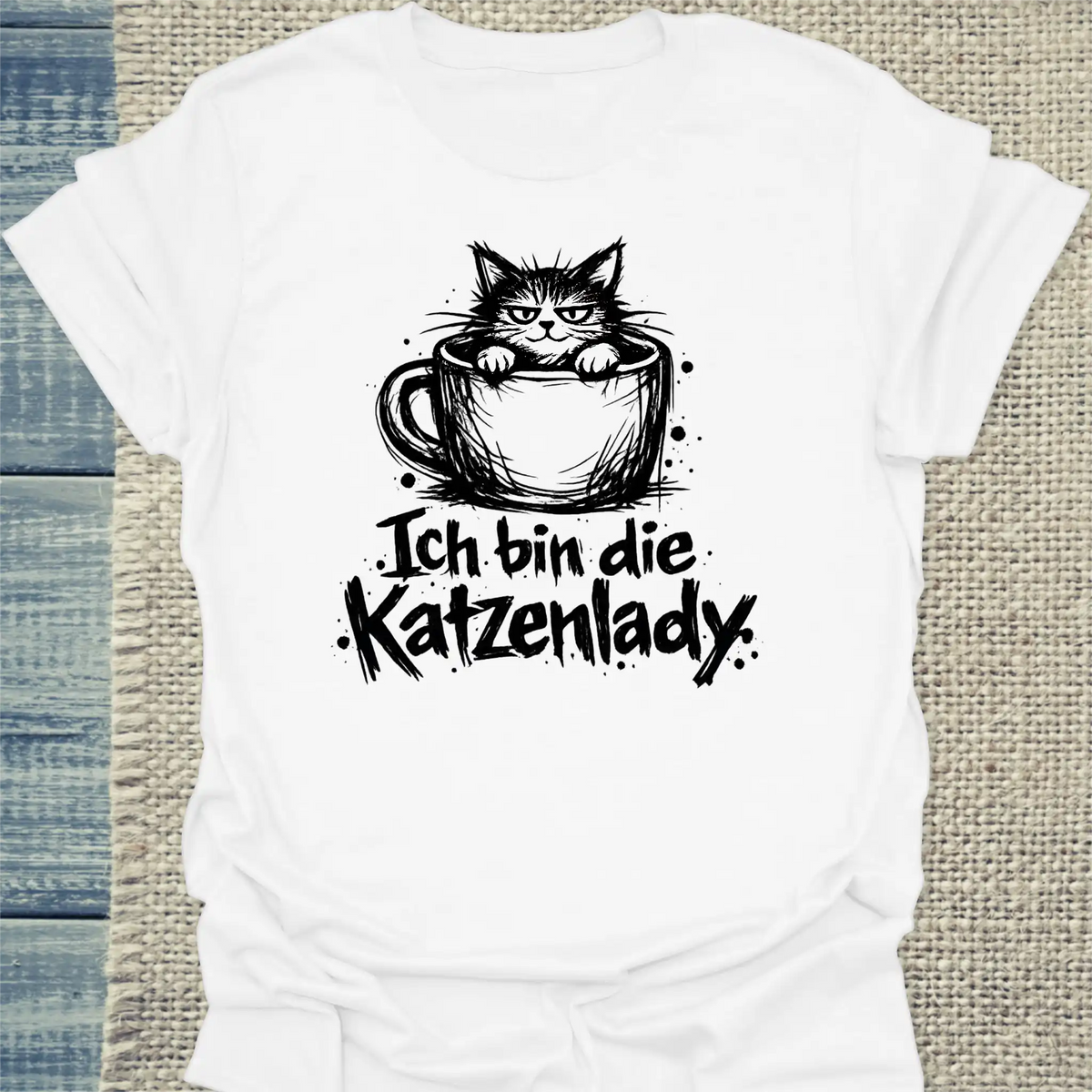T-Shirt - Ich bin die Katzenlady - Unisex - Katze Weiß