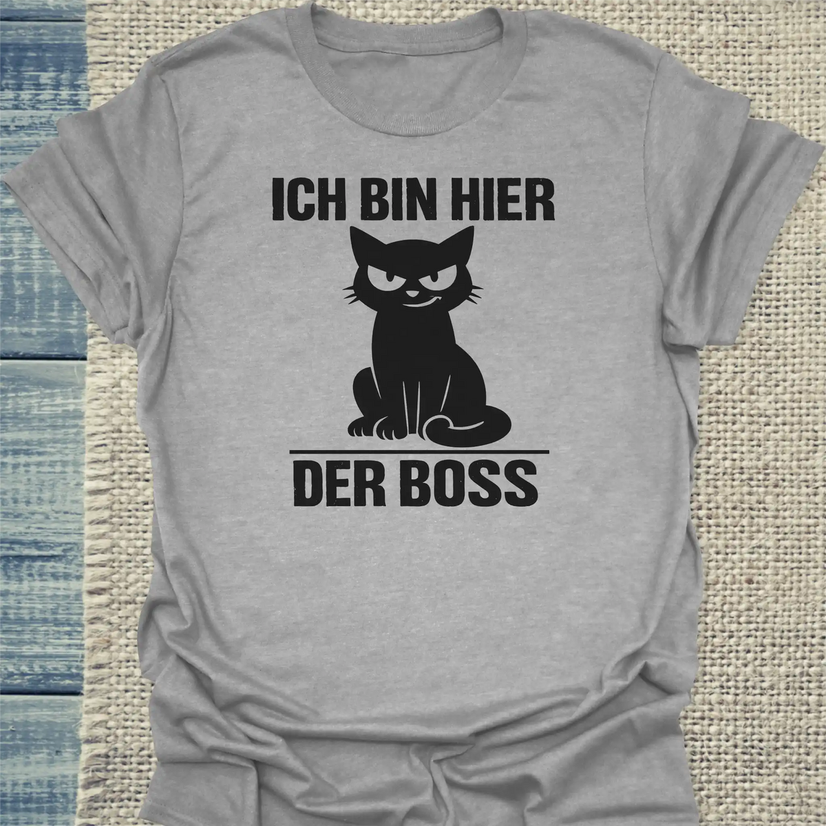 T-Shirt - Ich bin hier der Boss - Unisex - Katze Grau