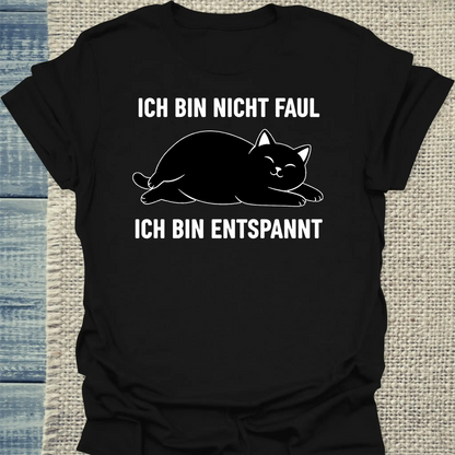 T-Shirt - Ich bin nicht faul - Unisex - Katze Schwarz