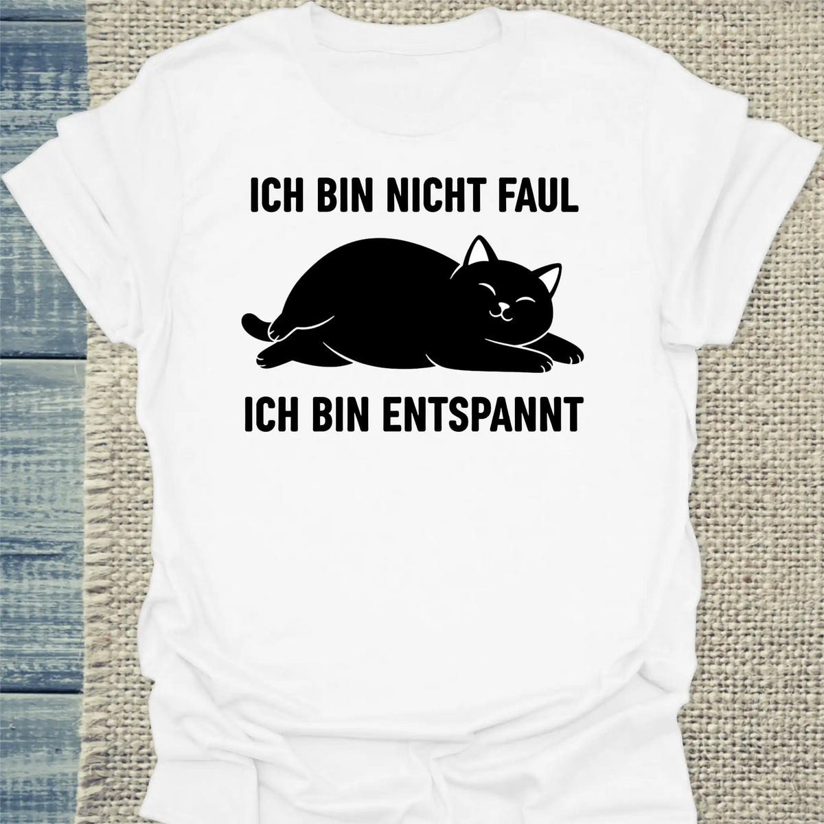 T-Shirt - Ich bin nicht faul - Unisex - Katze Weiß