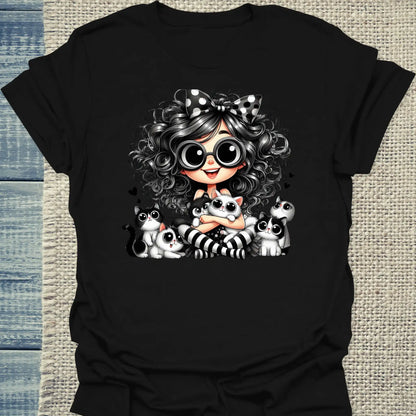 T-Shirt - Ich mag halt Katzen - Unisex - Kaffee, Cat Lady Schwarz