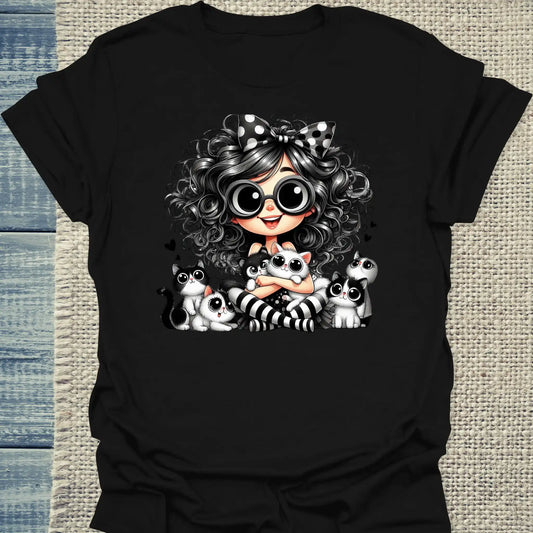 T-Shirt - Ich mag halt Katzen - Unisex - Kaffee, Cat Lady Schwarz