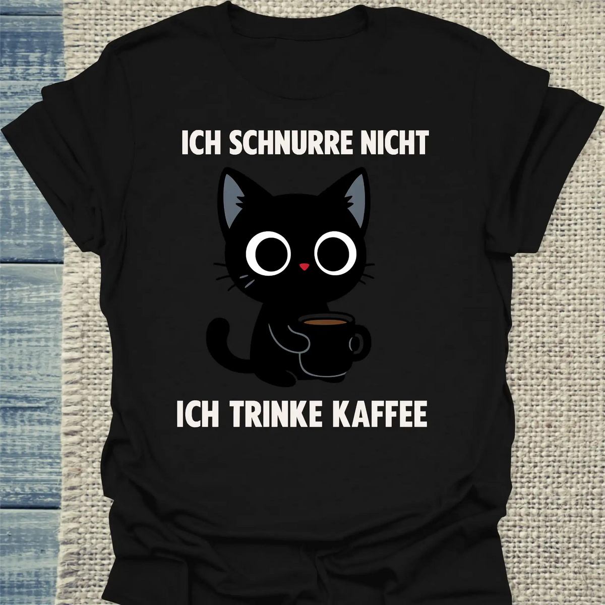 T-Shirt - Ich schnurre nicht, ich trinke Kaffee - Unisex - Katze & Kaffee Schwarz