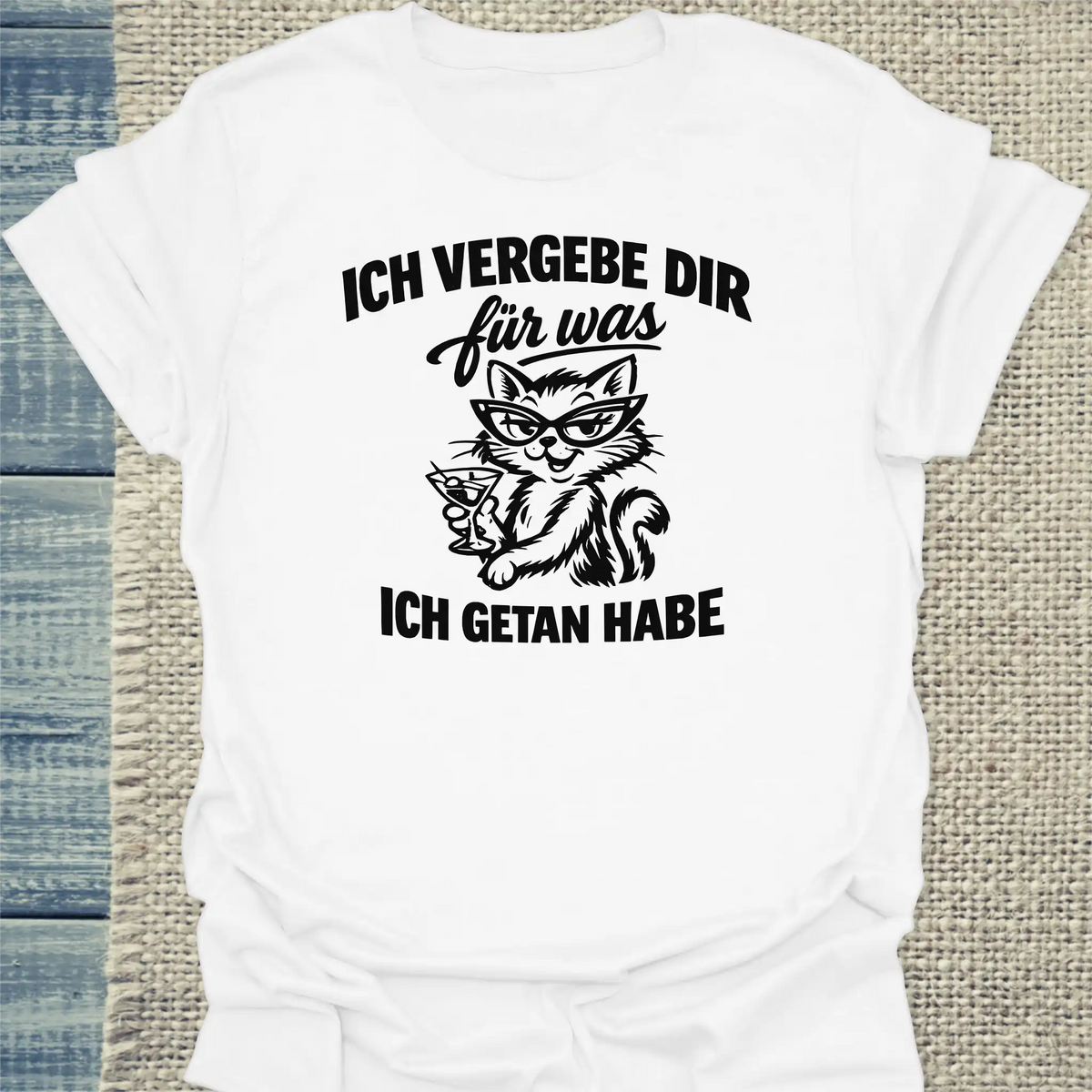 T-Shirt - Ich vergebe dir - Unisex - Katze Weiß