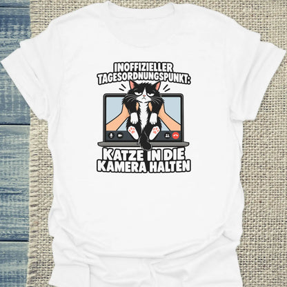 T-Shirt - In die Kamera halten - Unisex - Katze Weiß