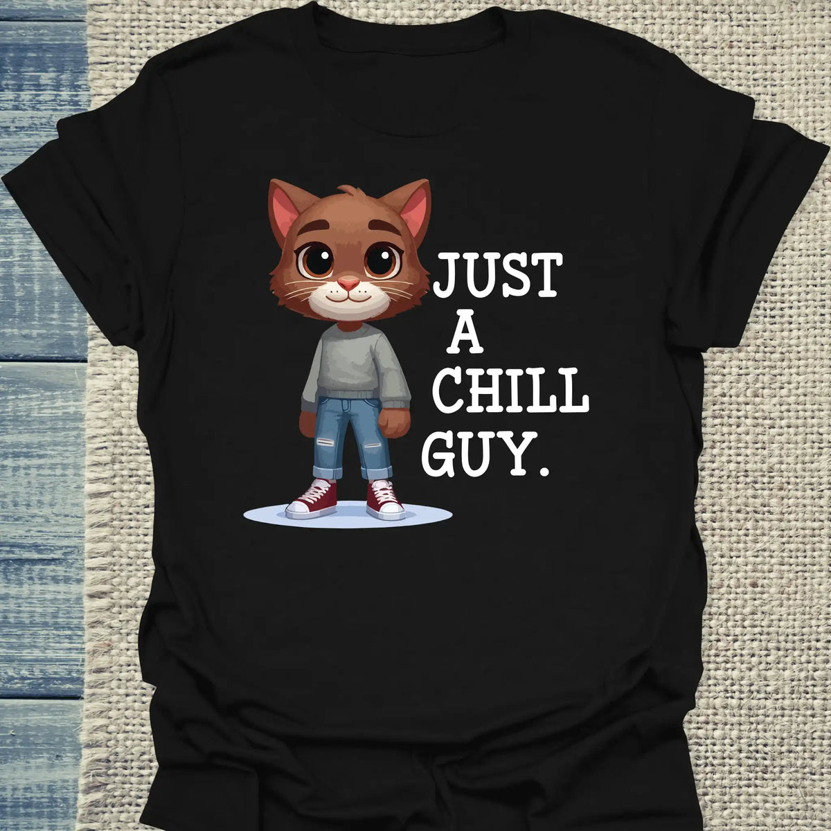 T-Shirt - Just a chill guy - Unisex - Katze, Cat Guy Schwarz