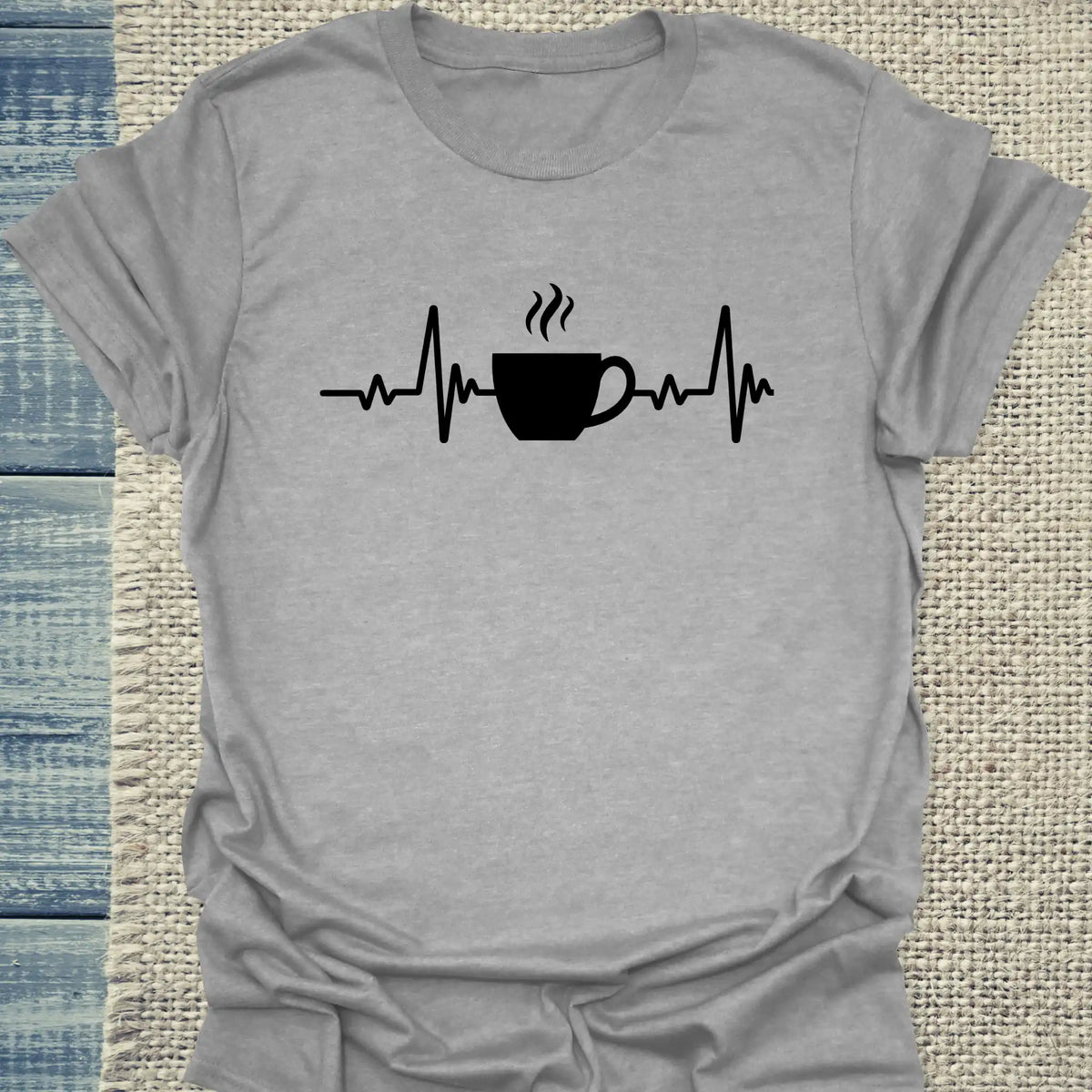 T-Shirt - Kaffee Herzschlag - Unisex - Kaffee Grau