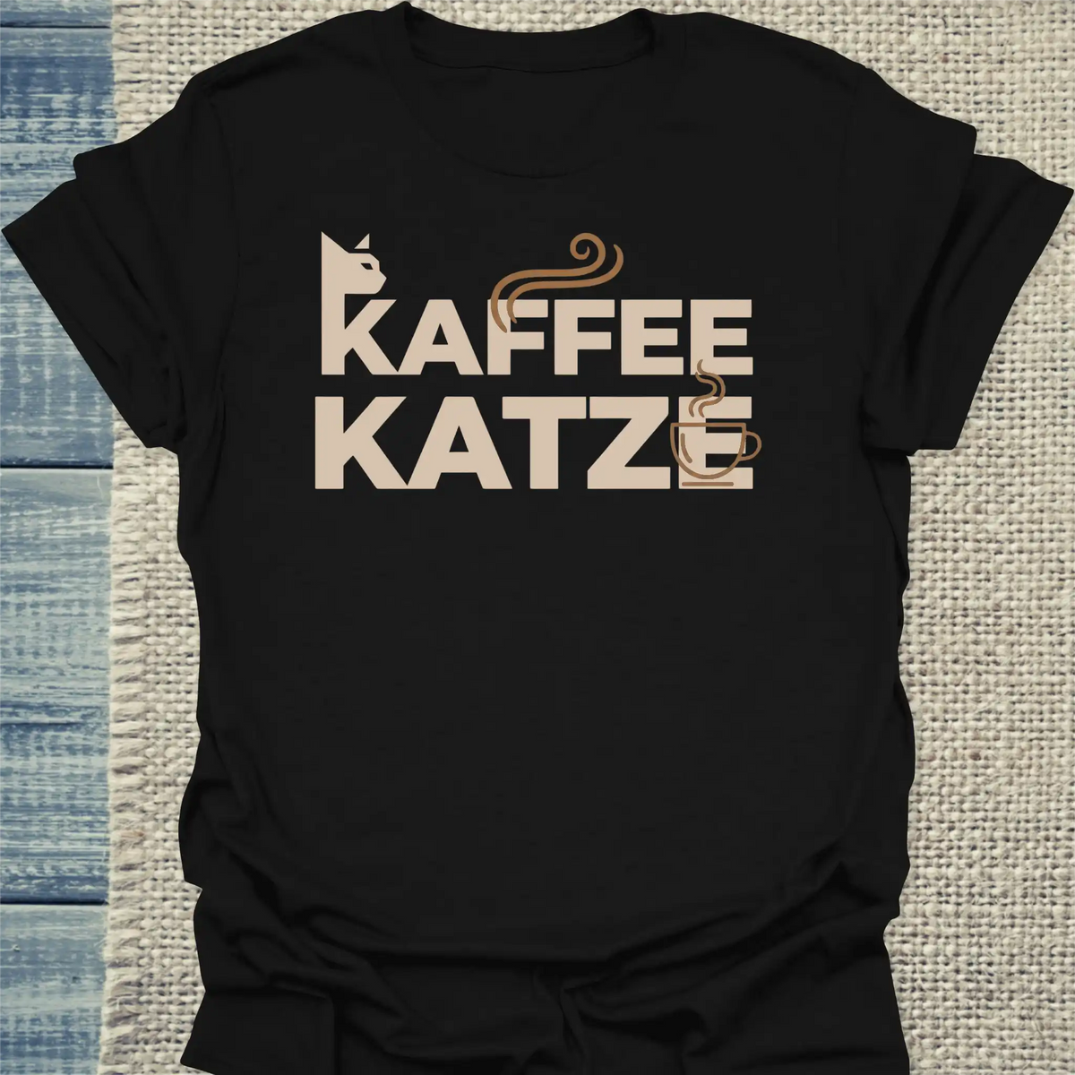T-Shirt - Kaffee - Katze - Unisex - Katze & Kaffee Schwarz