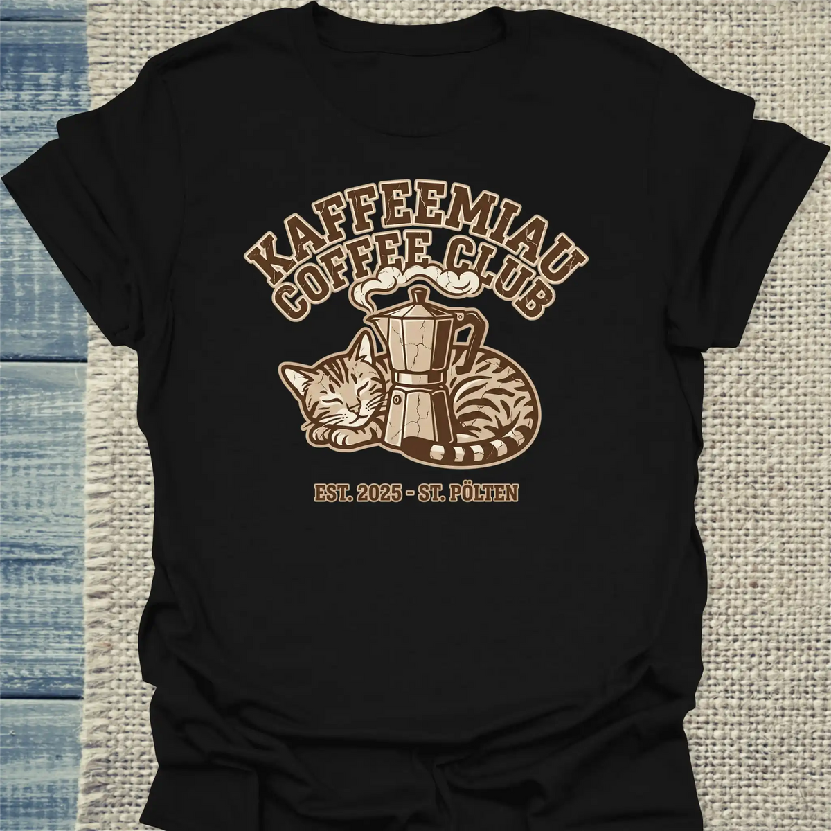 T-Shirt - KaffeeMiau Coffee Club - Unisex - Katze, Kaffee, KaffeeMiau Schwarz