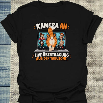 T-Shirt - Kamera an - Unisex - Katze Schwarz