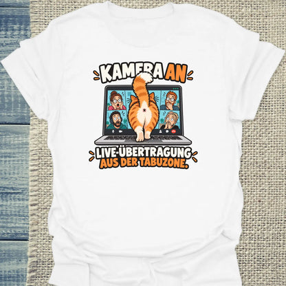 T-Shirt - Kamera an - Unisex - Katze Weiß