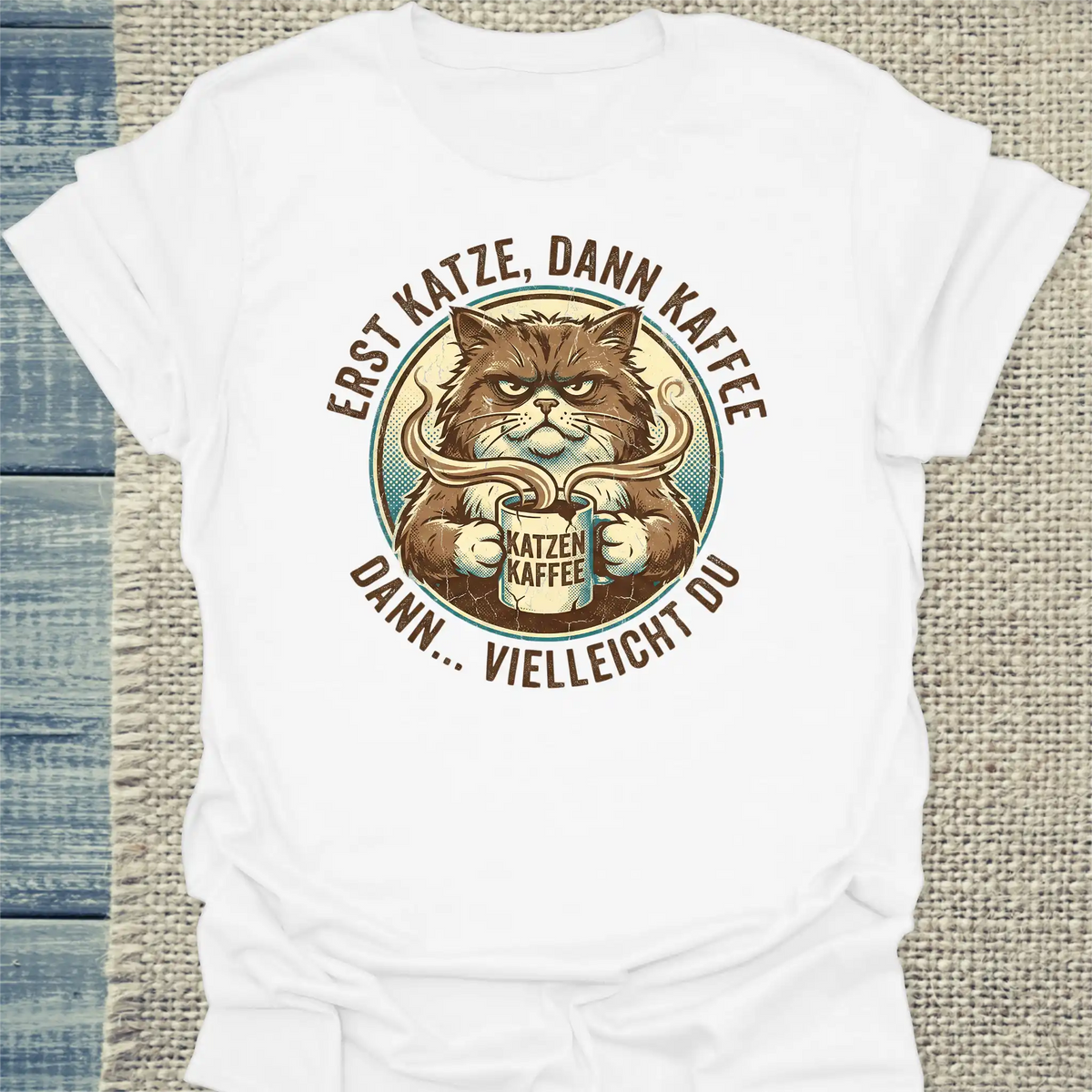 T-Shirt - Katze Kaffee Du - Unisex - Katze & Kaffee Weiß