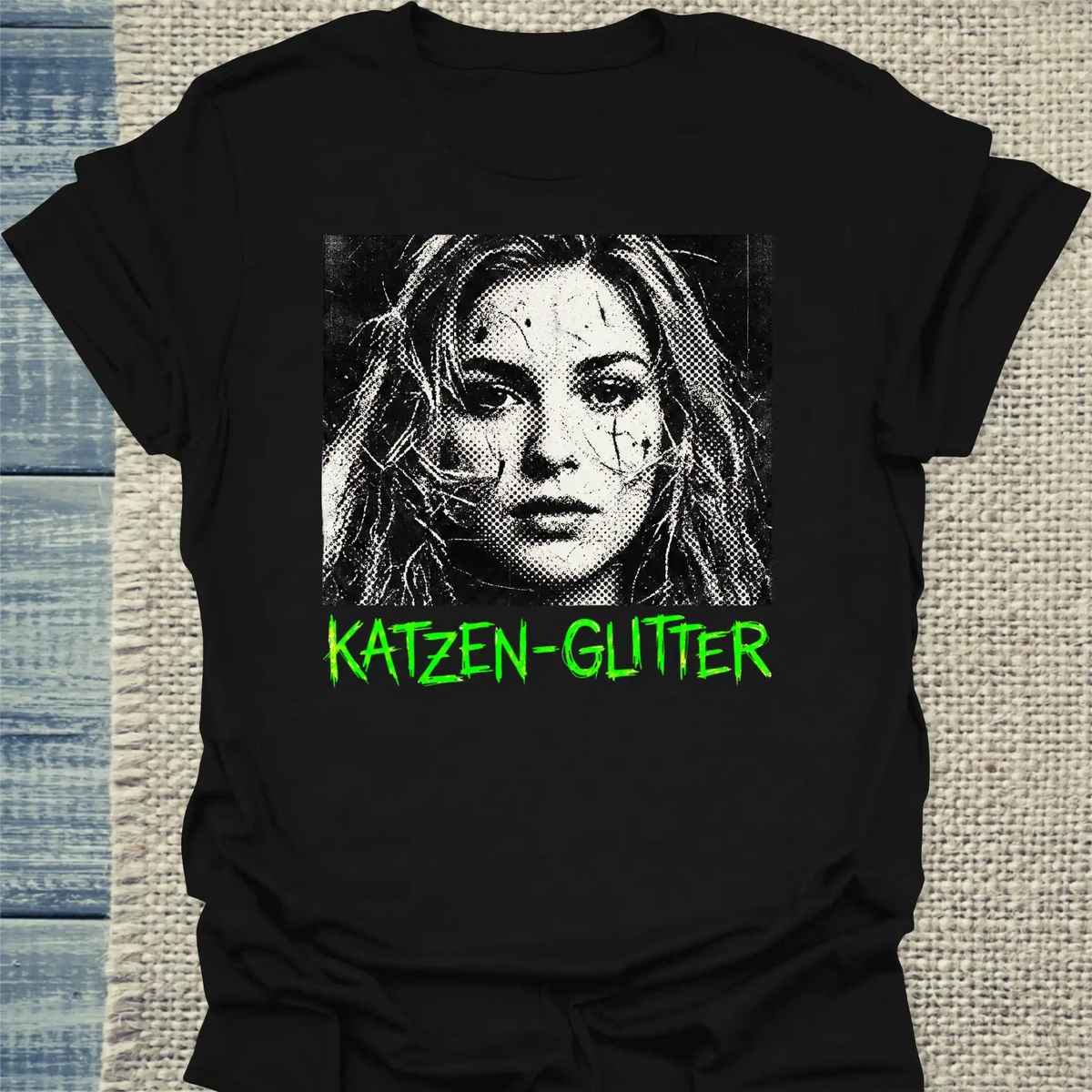 T-Shirt - Katzen-Glitter - Unisex - Katze Schwarz