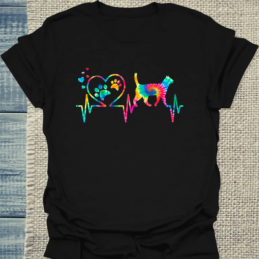 T-Shirt - Katzen Herzschlag - Unisex - Katze Schwarz