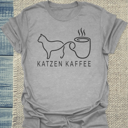 T-Shirt - Katzen Kaffee - Unisex - Katze & Kaffee Grau