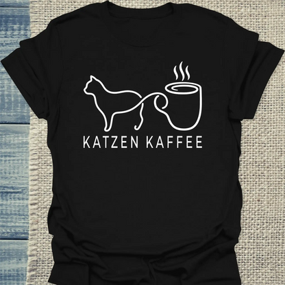 T-Shirt - Katzen Kaffee - Unisex - Katze & Kaffee Schwarz