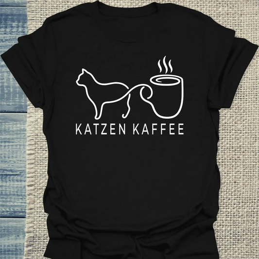T-Shirt - Katzen Kaffee - Unisex - Katze & Kaffee Schwarz