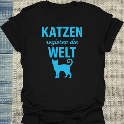 T-Shirt - Katzen regieren die Welt - Unisex - Katze Schwarz