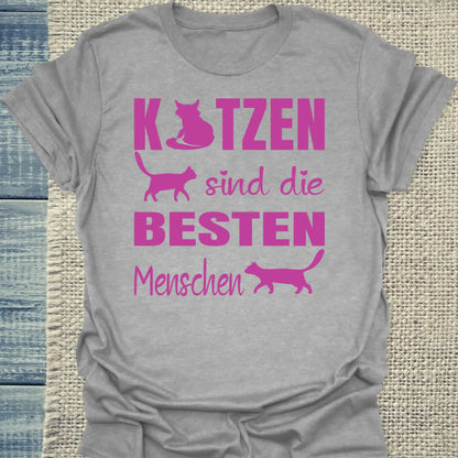 T-Shirt - Katzen sind die besten Menschen - Unisex - Katze Grau