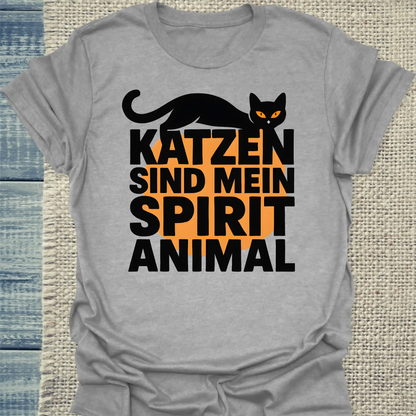 T-Shirt - Katzen sind mein Spirit Animal - Unisex - Katze Grau