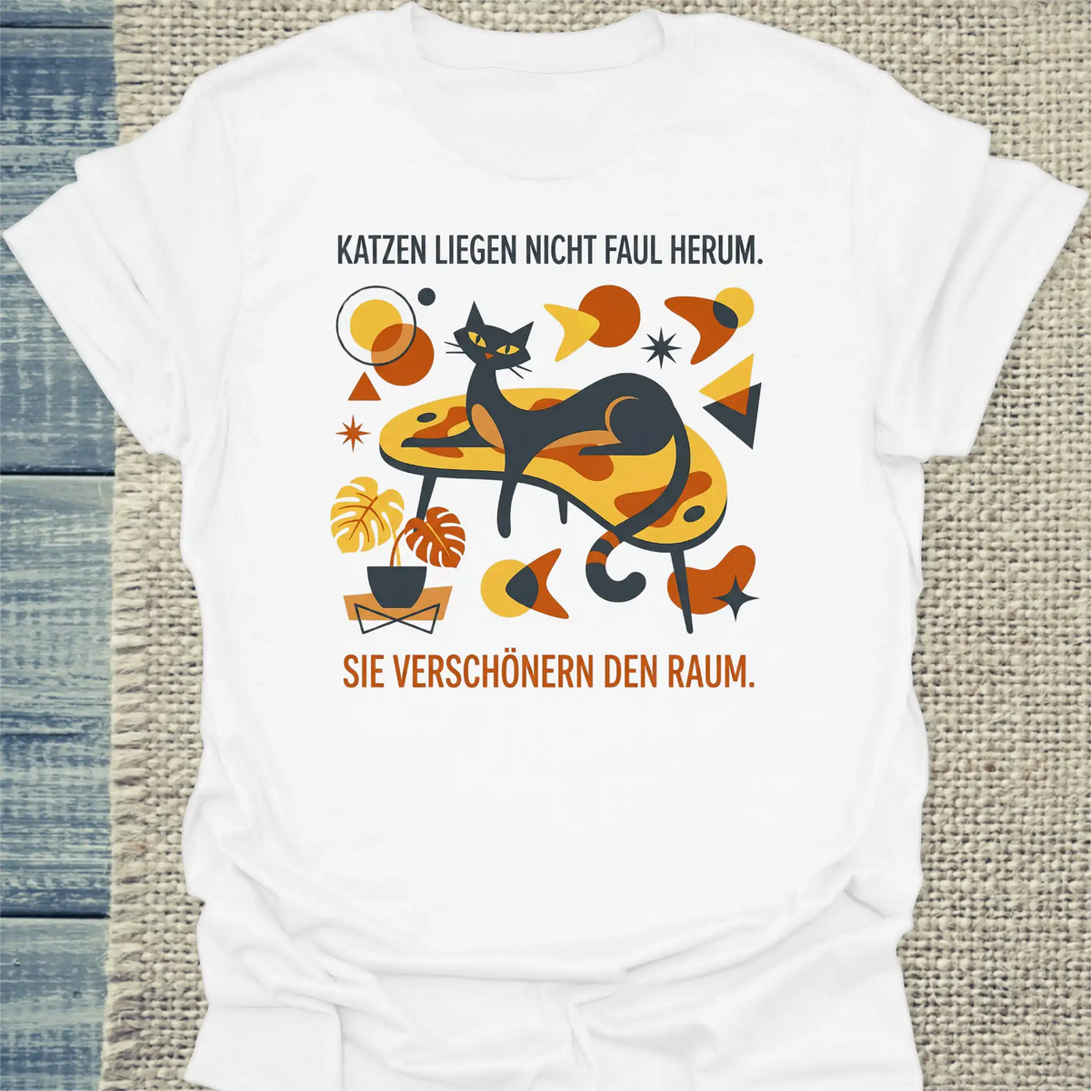 T-Shirt - Katzen verschönern den Raum - Unisex - Katze Weiß