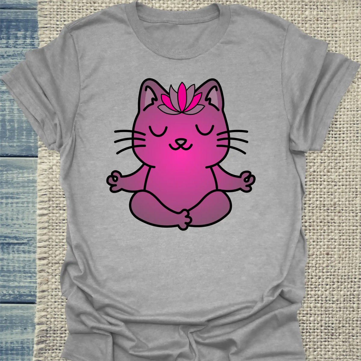 T-Shirt - Katzen-Yoga - Unisex - Katze Grau