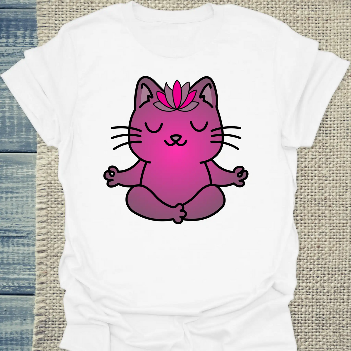 T-Shirt - Katzen-Yoga - Unisex - Katze Weiß