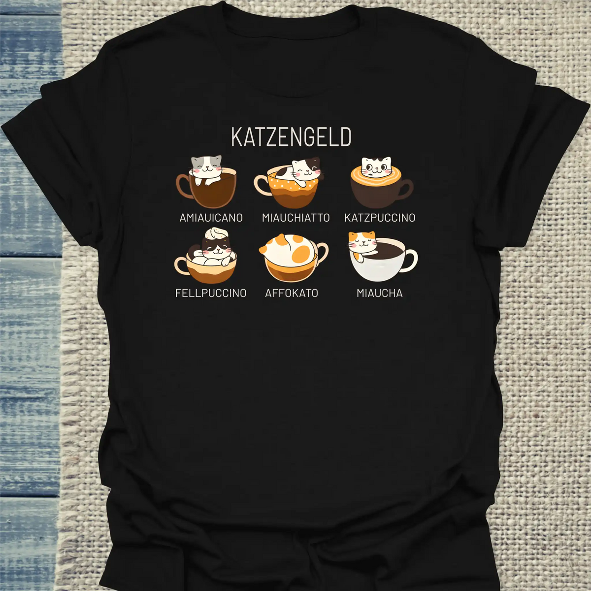 T-Shirt - Katzengeld - Unisex - Katze, Kaffee Schwarz