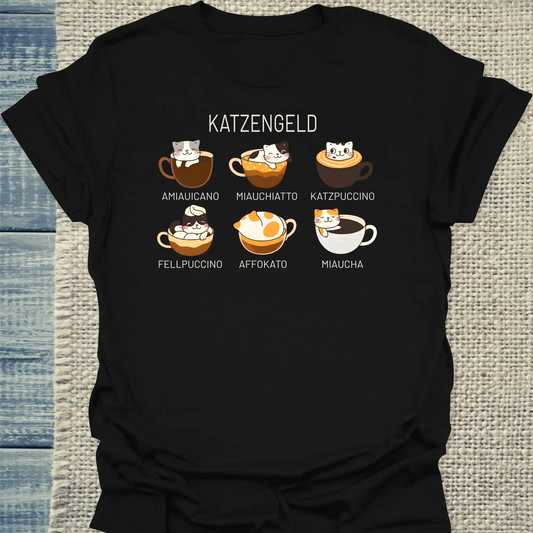 T-Shirt - Katzengeld - Unisex - Katze, Kaffee Schwarz
