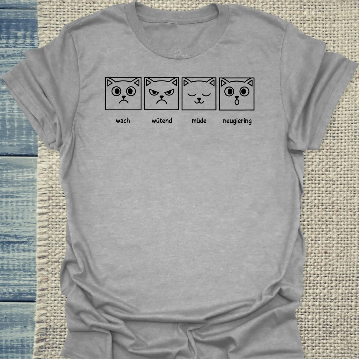 T-Shirt - Katzengesichter - Unisex - Katze Grau