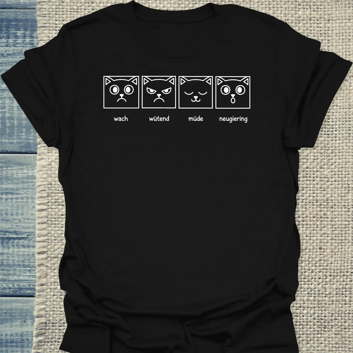 T-Shirt - Katzengesichter - Unisex - Katze Schwarz
