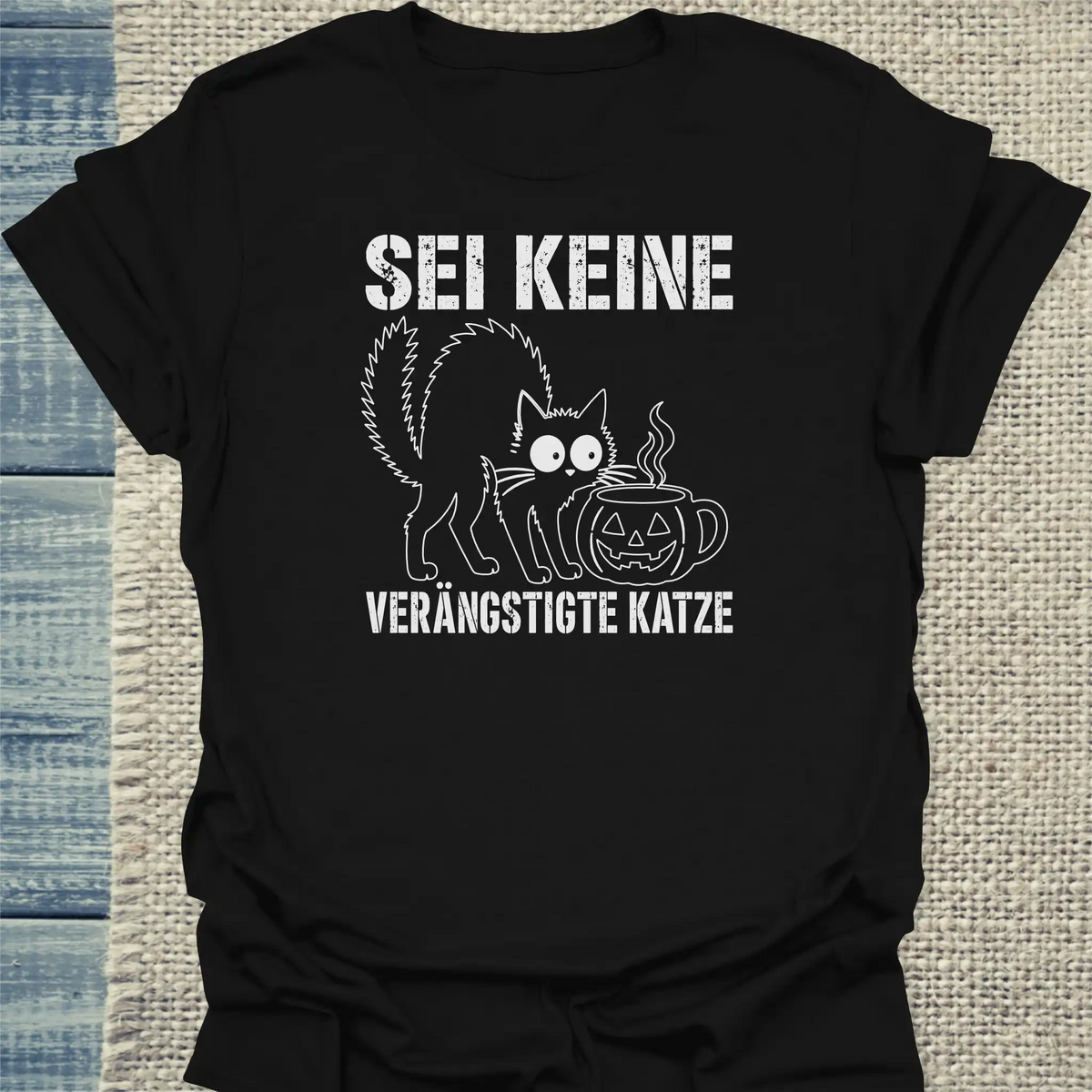T-Shirt - Keine verängstigte Katze - Unisex - Katze & Kaffee, Halloween Schwarz