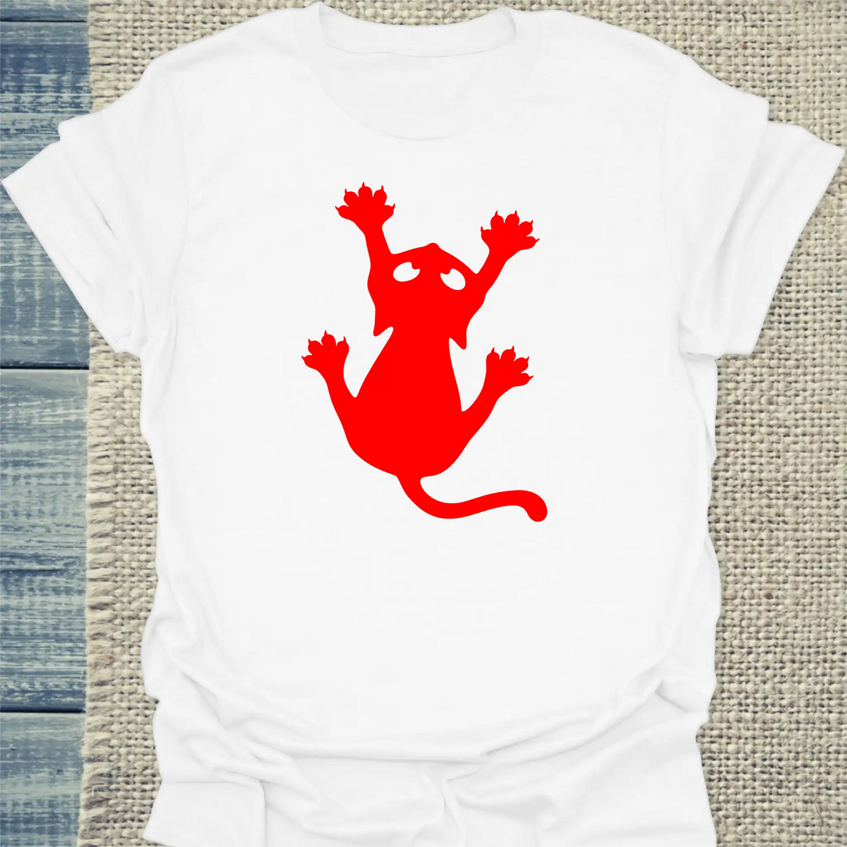 T-Shirt - Klammerkatze Neon Flare - Unisex - Katze Weiß