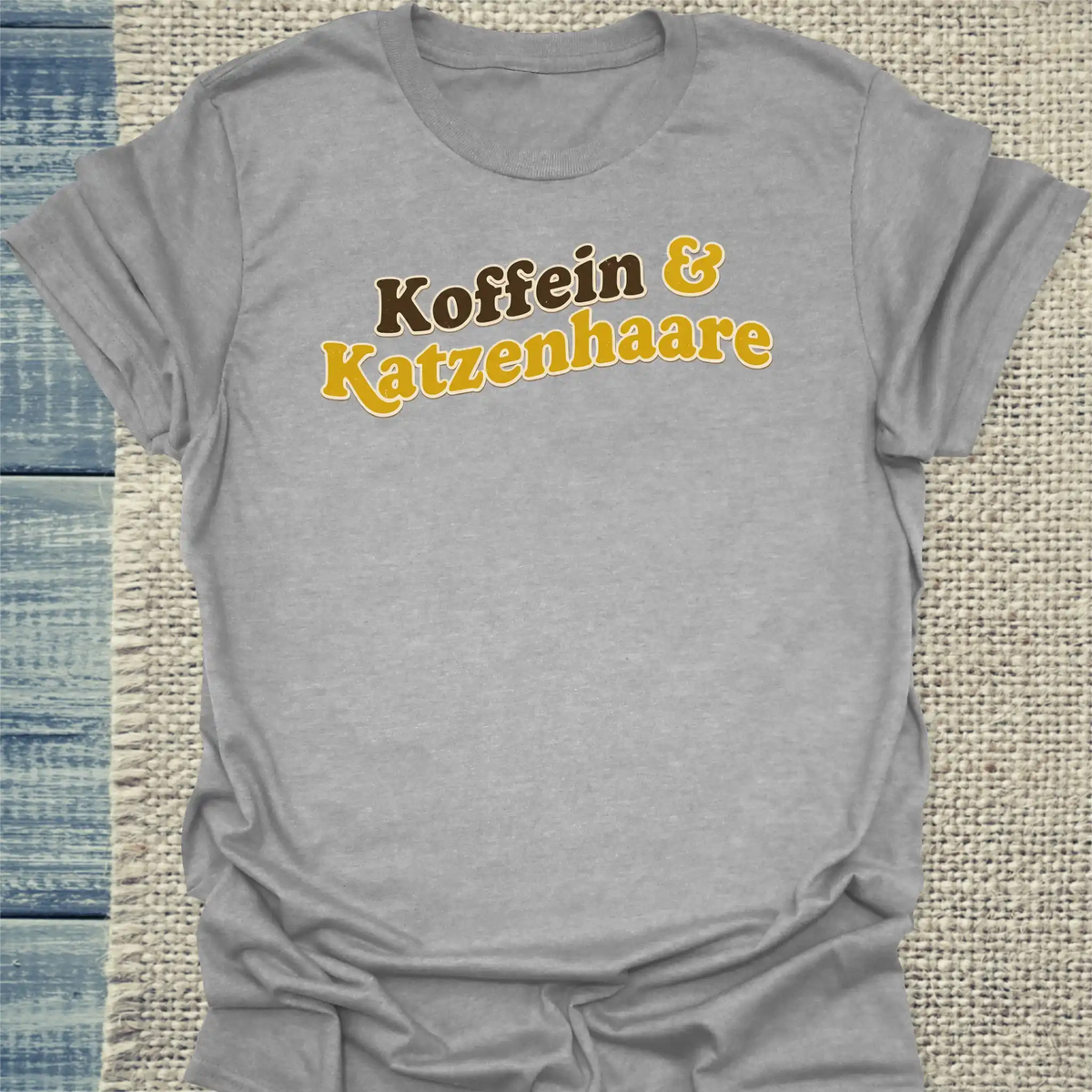 T-Shirt - Koffein & Katzenhaare - Unisex - Katze & Kaffee Grau