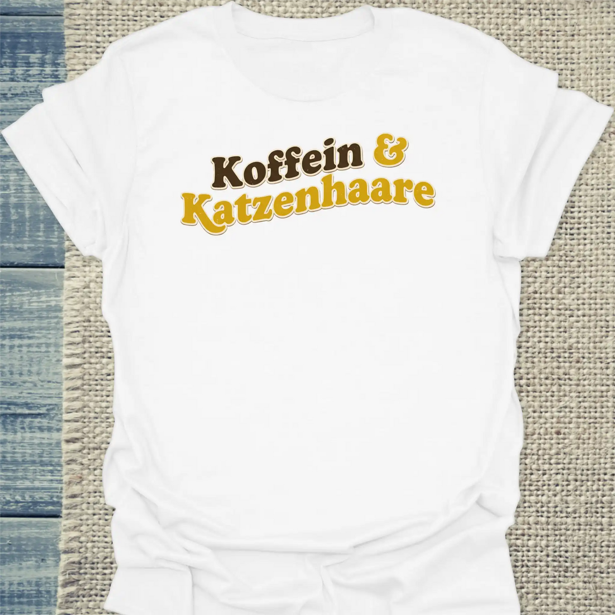 T-Shirt - Koffein & Katzenhaare - Unisex - Katze & Kaffee Weiß
