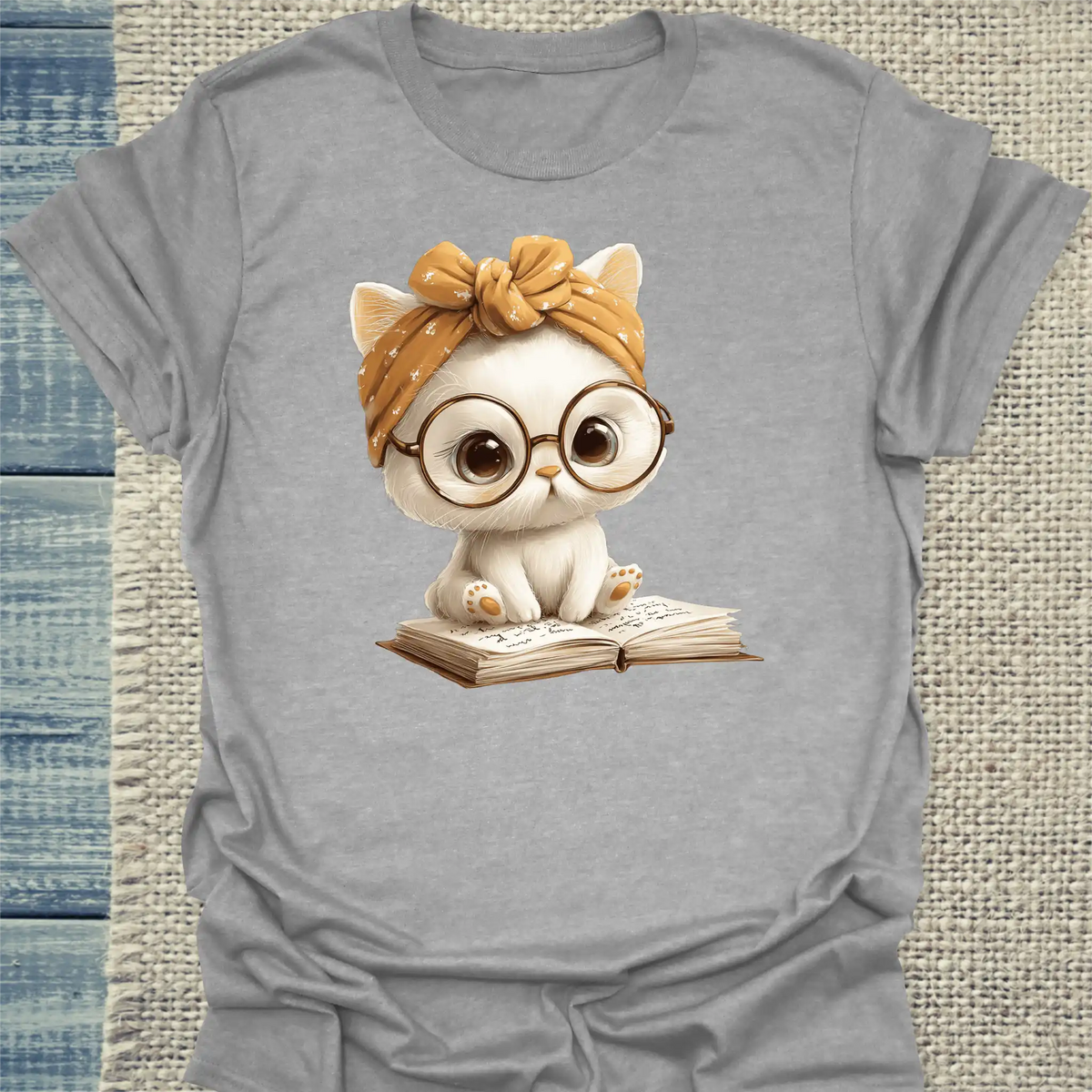 T-Shirt - Lesekatze - Unisex - Katze Grau