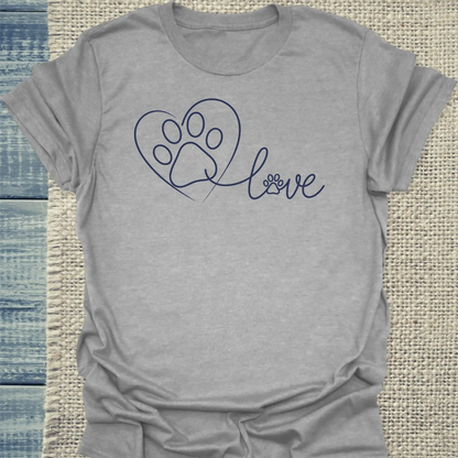 T-Shirt - Love - Pfote - Unisex - Katze Grau
