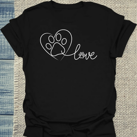 T-Shirt - Love - Pfote - Unisex - Katze Schwarz