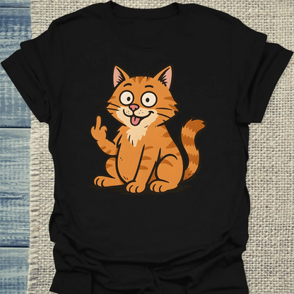 T-Shirt - Lustige Katze zeigt Stinkefinger - Unisex - Katze Schwarz