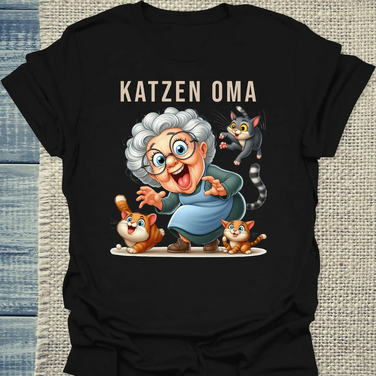 T-Shirt - Lustige Katzen Oma - Unisex - Kaffee, Cat Lady Schwarz