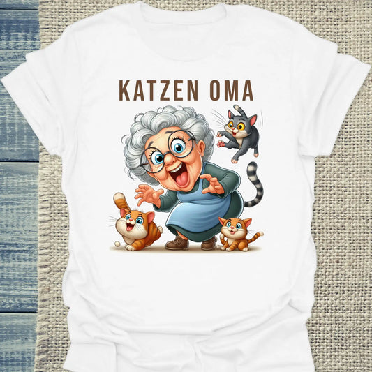 T-Shirt - Lustige Katzen Oma - Unisex - Kaffee, Cat Lady Weiß